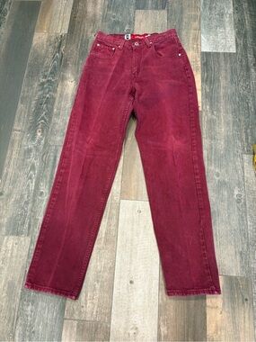 Vintage Levi's SilverTab Women Jr Sz 7 M Loose Fit Jeans Burgundy Maroon Baggy